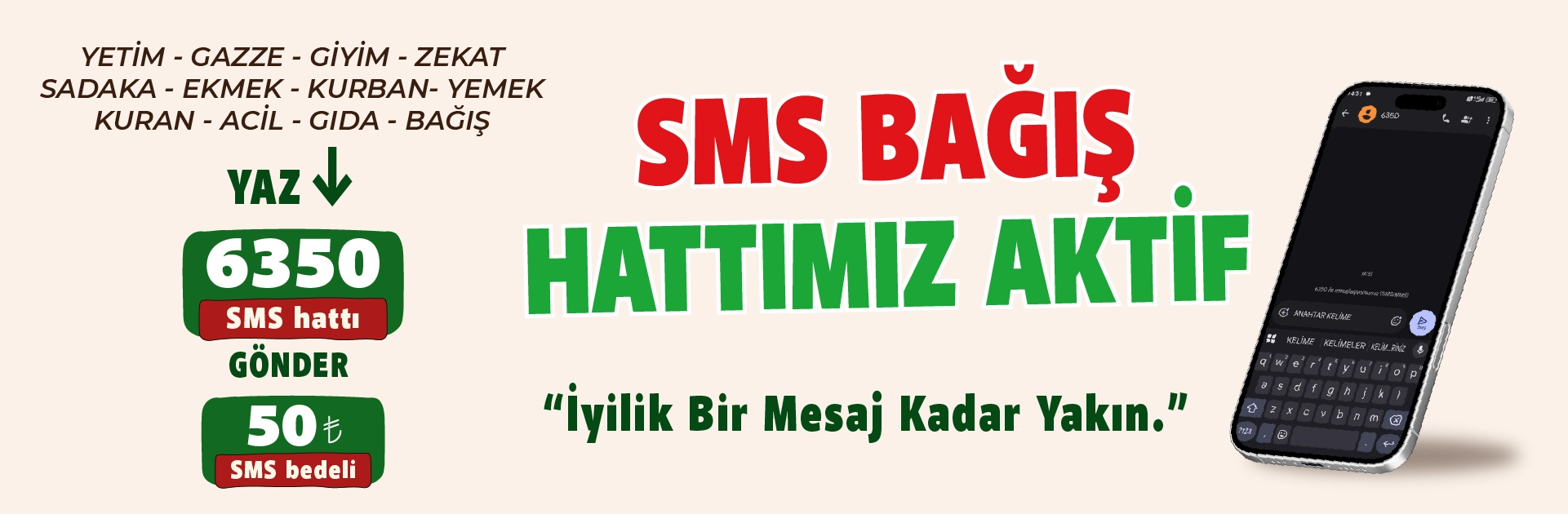 SMS Bağış Hattımız Aktif